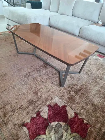 Wooden Top Coffee Table with Metal Frame - Modern Design