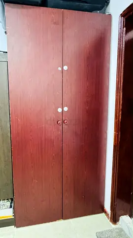 Two Door Wooden Wardrobe Cherry Finish