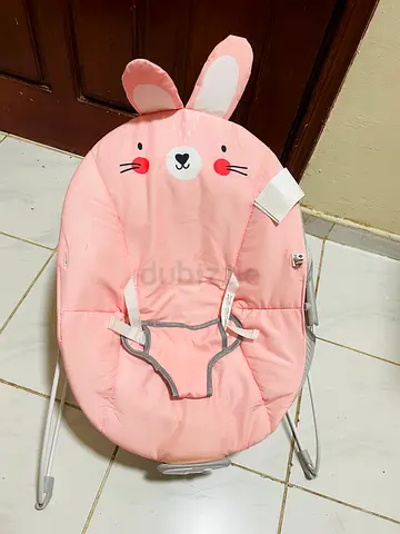 Musical Pink Bunny Baby Bouncer / Rocker - Lightly Used