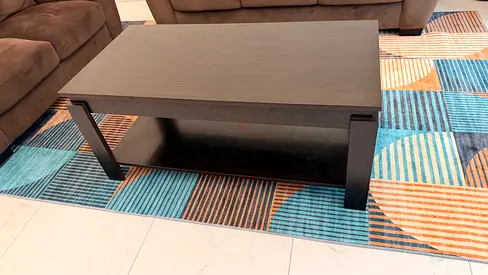 Modern Dark Brown Wooden Coffee Table with Storage Shelf