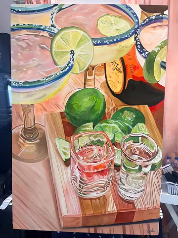 Original Hand-Painted Cocktail & Citrus Artwork | Large Canvas