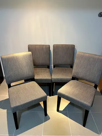 Dining Chair - Beige Fabric with black wooden legs