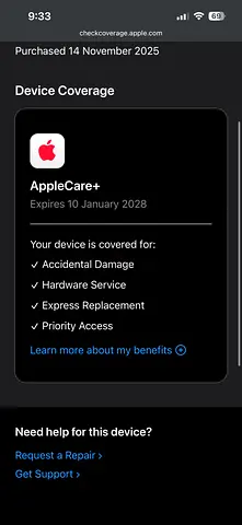 Apple Watch 11 Cellular 42mm AppleCare 2028 January