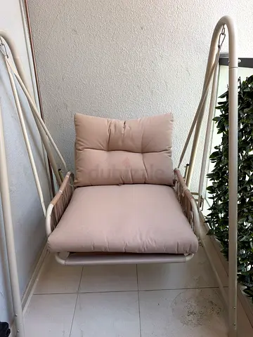 Outdoor Hanging Swing Chair with Cushions - Beige