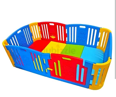 Colorful Plastic Baby Playpen with Foam Mat - Large Play Yard