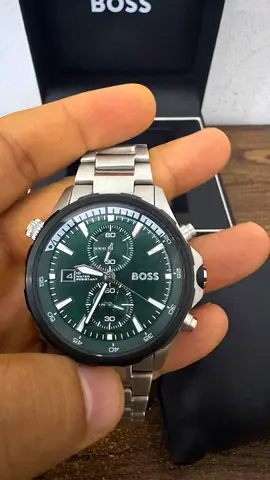 Hugo Boss stainless steel men's chronograph watch - green dial