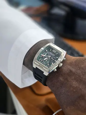 Men's Square Chronograph Sports Watch with Rubber Strap