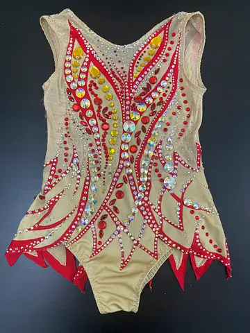 Rythmic gymnastic leotard beige/red 5-6 years