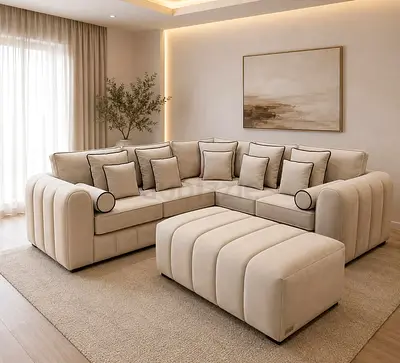 Cozy comfortable 5 seater corner sofa with cushion