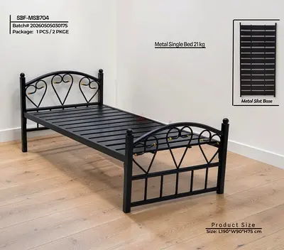 Heavy Duty Metel Single Bed with Medicle Mattress