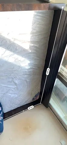 Sofa cum bed with mattress (dark wood) - with storage space below