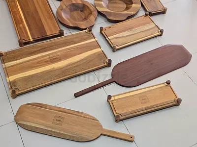 Set of Wooden Serving Boards and Platters - Mixed Sizes