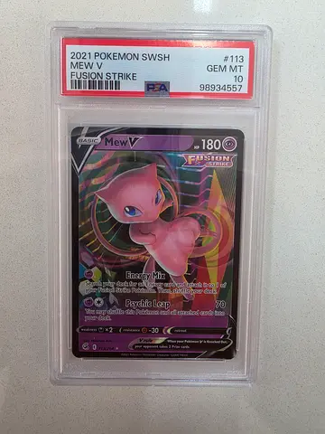 PSA 10 Mew V #113/264 - 2021 Pokemon Fusion Strike - Energy Mix/ Psychic Leap - GEM MINT
