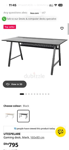 IKEA UTESPELARE Gaming Desk Black 160x80 cm