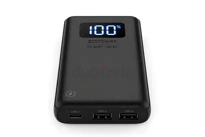 Portable 20000mAh Power Bank with LED Display - USB-C & Dual USB-A