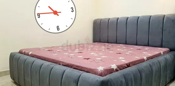 Ikea brand grey velvet double bed frame with upholstered headboard including mattress ikea brand