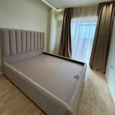Modern Upholstered Bed Frame with Storage and Fluted Headboard