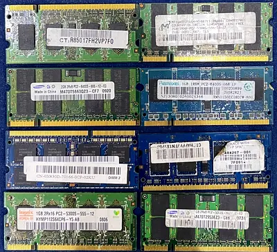 Lot of 8 Laptop RAM SODIMM Modules - Various Capacities