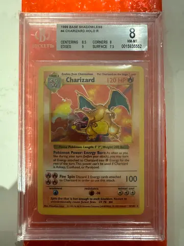 Shadowless Charizard Beckett 8