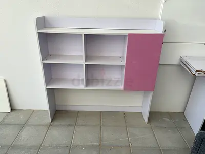 White and Pink Wall-Mounted Storage Shelf with Cabinet -