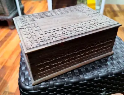 Hand-carved Wooden Box 21cm length