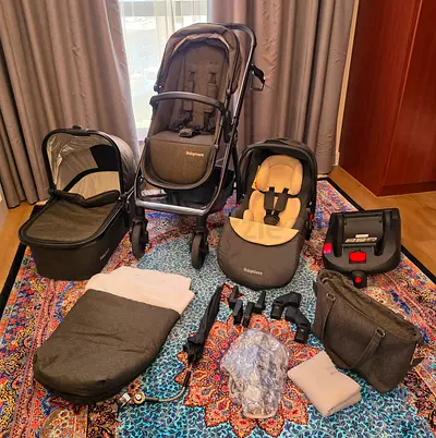 Babymore MeMore V2 Luxury 13-Piece Travel System + ISOFIX – Black Espresso