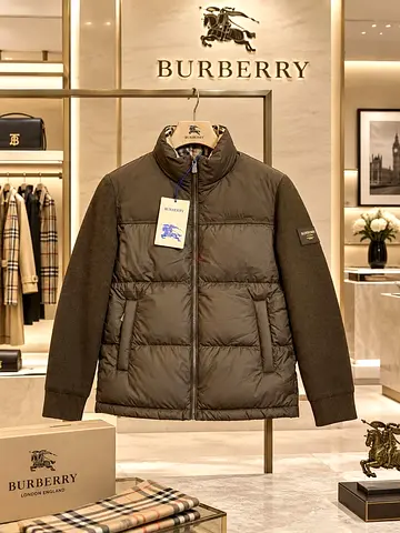 Burberry Men’s Puffer Jacket with Knit Sleeves