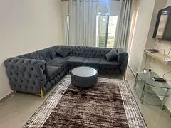 Furnished room and hall with hotel-style furniture