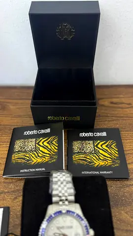 Roberto Cavalli men's stainless steel watch with box and papers