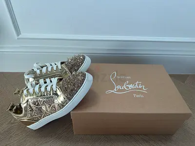 Christian Louboutin Gold Studded Low-Top Sneakers - Size 44 , Special Edition , Ramadan collection