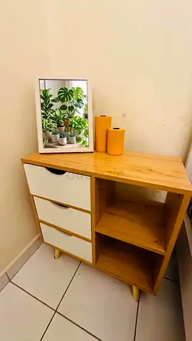Wooden bedside cabinet with 3 drawers - light oak finish