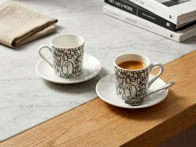 Set of 2 Espresso Cups with Saucers - Excellent Condition