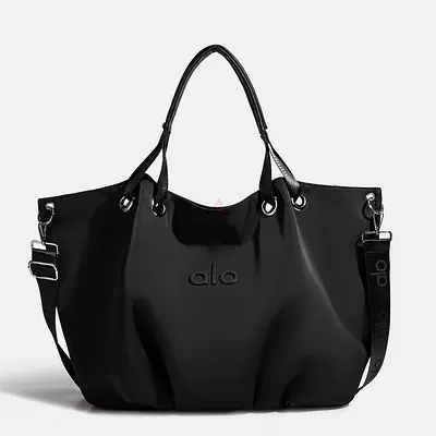 Alo large black tote bag with detachable shoulder strap