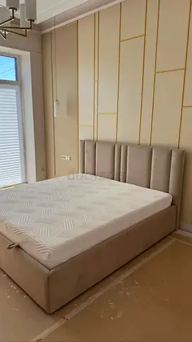Modern Upholstered Bed Frame with Padded Headboard