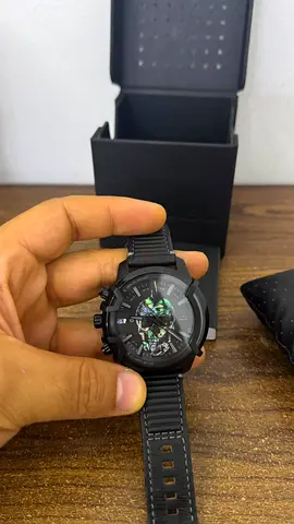 DIESEL skull 💀 chronograph watch with skeleton dial - leather strap
