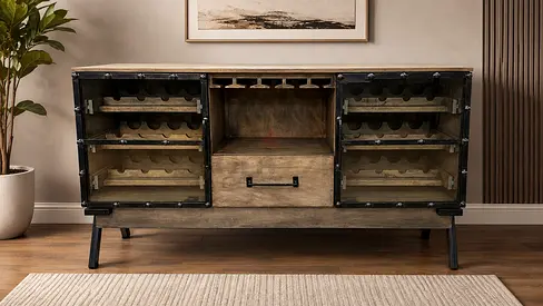 Marina Home Solid Wood Unique Design Bar Cabinet