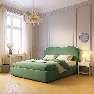 Modern Sage Green Upholstered Bed Frame