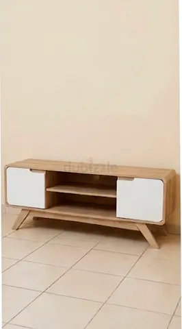 Wooden TV Stand / Entertainment Unit with White Doors