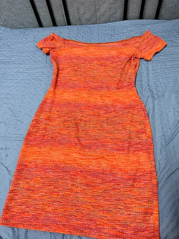 Orange knitted sleeveless bodycon dress - size unknown
