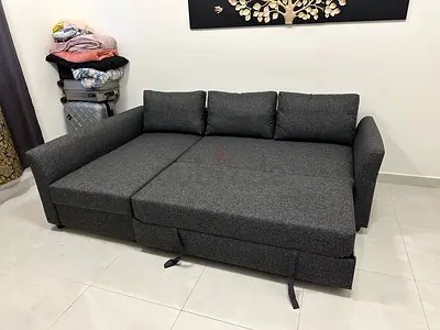Dark grey fabric sofa bed - converts to double bed