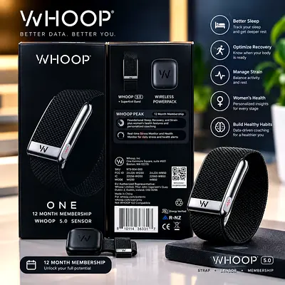 WHOOP 5.0 Fitness & Recovery Band – Strap + Sensor + 12‑Month Membership