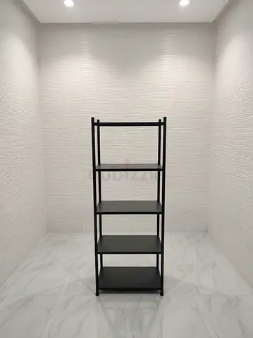 Black 5-Tier Metal Storage Shelf - Good Condition