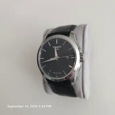 Tissot Men's Classic Black Dial Leather Strap Watch