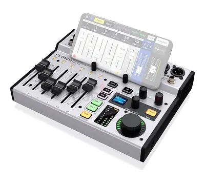 Behringer Flow 8 8-Input Digital Mixer With Bluetooth Audio And App Control, 60 mm Channel Faders, 2