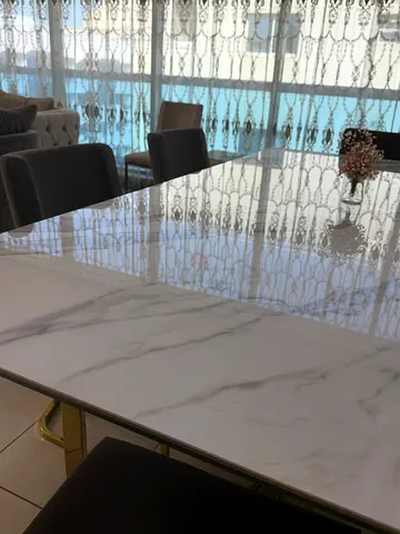 Marble Top Dining Table with 6 Chairs - Excellent Condition.