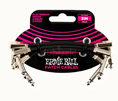 Ernie Ball Flat Patch Cables - 3 Inch Black