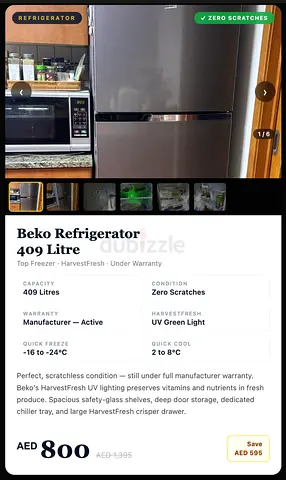 Beko 409L Refrigerator - Top Freezer, HarvestFresh, Like New