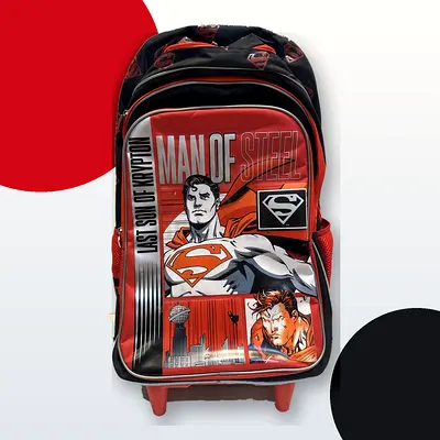 Superman Man of Steel Kids Rolling Backpack - Red/Black