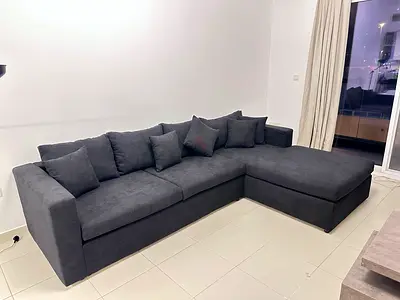 Brand new comfortable L shape dark grey color available