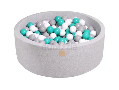 Round Grey Baby Ball Pit with Pink & Mint Balls